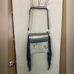 Harley Rhodes Dancing Cactus Design Pendleton Black/White Hide‎ Crossbody Purse